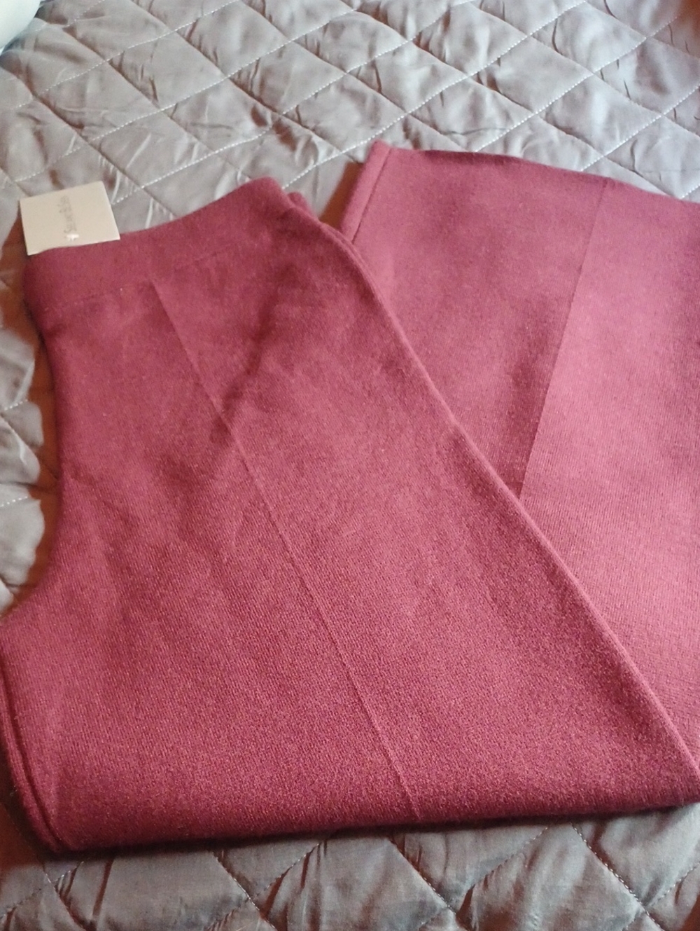 See And Be Seen Flared Knit Pants in Burgandy